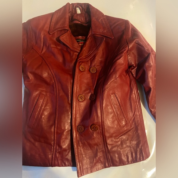 Authentic Grande Pieles red leather peacoat with zip out liner new xs - Picture 4 of 14